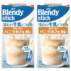 AGF Blendy 咖啡牛奶歐蕾 香草風味, 5.5g, 7個裝, 2盒