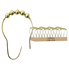 好物良品 浴簾五金扣件/窗簾勾/掛鉤/扣環/鉤環, 金色, 12個