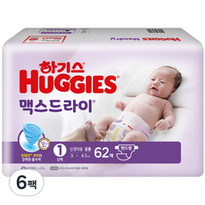 2021 신형 하기스 맥스드라이 밴드형 기저귀 남녀공용, 1단계, 372매