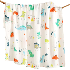 愛北鼻 新生兒雙層包巾 竹節棉 嬰幼兒四季適用, 小恐龍