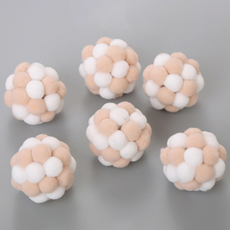 DING DONG PET 寵物絨球玩具, 棕色+白色, 6個