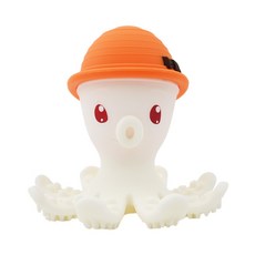 mombella 固齒器 樂咬咬章魚, 多種造型玩法 可咬可玩 食品級矽膠 食品級色料, 1入, 橘色, 1個