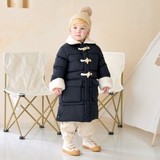 WALTONKIDS 童款毛絨領牛角扣長版鋪棉外套