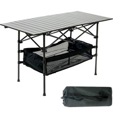 DANIGO 露營蛋捲桌 + 網袋 + 專用收納袋組合 T102, 黑色