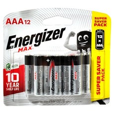 Energizer 勁量 Max 鹼性 AAA 4號電池 超值裝 10年保存期限, 12顆, 1組