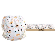 加厚6層學習褲/尿布褲, 防側漏設計, 純棉紗布+防水TPU+棉毛巾, 110碼(11~16kg), 彩旗獅子, 12件