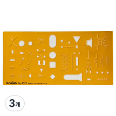 코링 템플레이트 전기정규 도형자 195 x 95 mm K-402, 3개