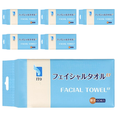 ITO 日本伊藤 EF紋懸掛抽取式洗臉巾, 白色, 6包