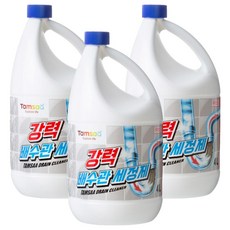 Tamsaa 強力排水管清潔劑 快速清理堵塞 去除管壁油垢和雜物 強力消毒 除臭, 4L, 3桶