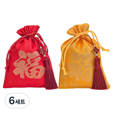이플린 복주머니 2종 + 복노리개 시리즈 2p 세트, 레드 + 황금(복주머니), 레드(복노리개), 6세트