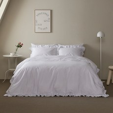 Bountiful 優質荷葉邊柔軟被套, 白色