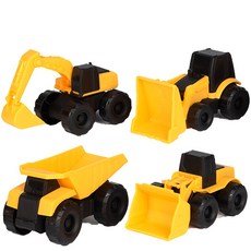 Buchuca沙子遊戲迷你機器 4包 大型機器車玩具組, 黃色+黑色