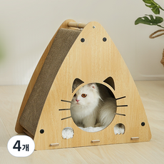 김멍냥 고양이 삼각김밥 스크래쳐 하우스, 혼합색상, 4개
