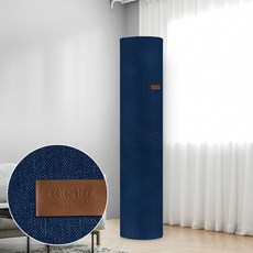 더자리 프리미엄 린넨필 스판 에어컨 커버 원형 스탠드형, 네이비