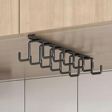 免鑽孔多用途廚房料理工具掛架, 黑色, 2個