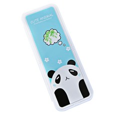鎖扣型塑膠學生筆袋, 藍熊貓, 1個
