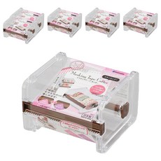 inomata 紙膠帶滾筒收納膠台 透明膠帶台 膠帶切割器 文具收納 辦公用品, 透明 + 棕色, 6入