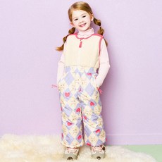 Heymini 女童心形小兔菱紋連體滑雪褲