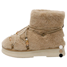 마크모크 여성용 치키 털 구슬 스트링 방한부츠