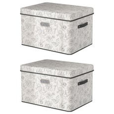 小麥購物 圖案掀蓋式收納箱 L2923, 2個, 赫本 白色