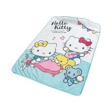 Hello Kitty 凱蒂貓 法蘭絨毯, Let's picnic 白色 + 藍色