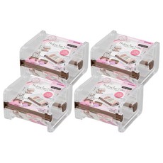 inomata 紙膠帶滾筒收納膠台 透明膠帶台 桌面收納好幫手 輕鬆切割 整潔美觀, 透明 + 棕色, 4入