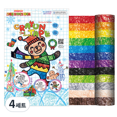 sinwoo 馬賽克冬季蠟筆紙膠帶 12色+圖案12張, 混合色, 4套