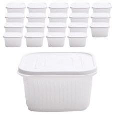 DailyPick 方形蔬果瀝水保鮮盒組 白色, 保鮮盒 4入, 5組