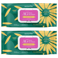 Nurture PRO 天然密碼 銀離子寵物濕紙巾 爽身粉, 100張, 2包