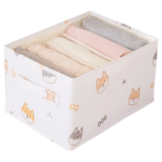 E.dot 櫥櫃分格衣物收納袋/收納盒/置物籃 5格, 可愛柴犬 白色, 1個