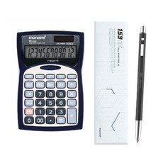 모나미 계산기 MC-132 + 153 아이디 Smoky, 블랙(계산기), 그레이(볼펜), 1세트