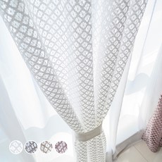 Nouveau Deco 網紗窗簾 穿環式 2入, 白色