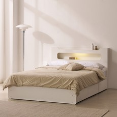 파로마 리안 LED 빅수납 침대 프레임 단품 방문설치, 화이트