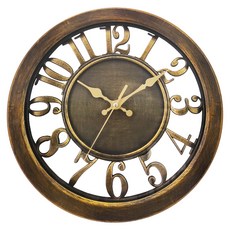 haogeen 中華豪井 掛鐘 塑料玻璃材質 320x320x48mm, 古銅色