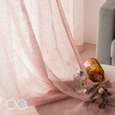 Decoone 棉麻素色窗簾, 粉色的
