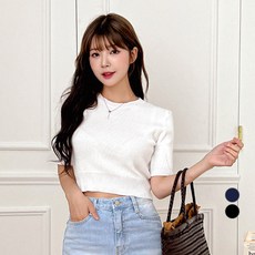 에비뉴비 여성용 데일리 반팔 하프 니트