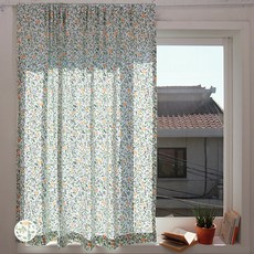 DECOVIEW 花卉小窗簾, 綠色+橙色+灰色