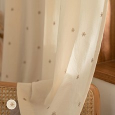DECOVIEW 小雛菊刺繡窗簾, 淺褐色的