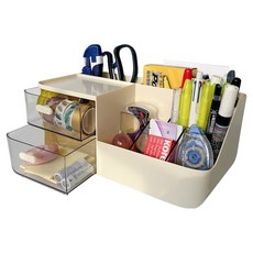 High Deco多功能收納桌上筆筒收納盒, 1個, 象牙白