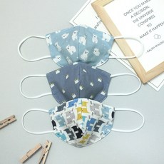 VIDANGIL 孩童印花3D立體棉口罩3入組