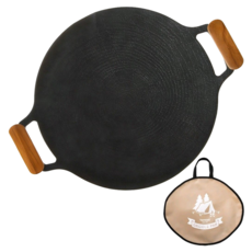 Tamsaa 木柄平底燒烤盤 附專用收納包 33cm - 均勻受熱、方便攜帶, 1個