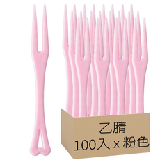 粉色愛心迷你叉, 1組, 100入