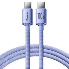 Baseus 倍思 晶耀系列 雙Type-C快充數據線 100W 適用於iPhone15, 1.2m, 紫色, 1條