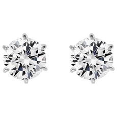 ENCLAIR 女款六爪人造鑽石耳環 0.2克拉 白色 4mm