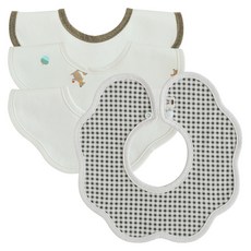 바니블라썸 롤링 턱받이 세트, 차콜체크 + 베이지무지 + 다람쥐 + 브라운베이지, 4개입, 1세트