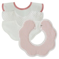 바니블라썸 롤링 턱받이 세트, 핑크체크 + 베이지무지 + 미니도트 + 살구베이지, 4개입, 1세트