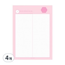 아이씨엘디자인 그리드 노트패드, 플레인 베이비핑크, 4개, 46매