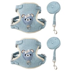 寵物夢工廠 可愛小熊胸背 繩長120cm, 藍色, 2條