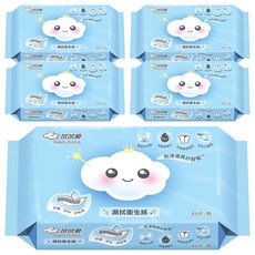 拭拭樂 濕拭衛生紙 含抗菌銀離子Ag+ 可水分解, 1入, 5包