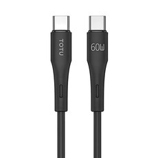 TOTU 拓途 液態矽膠 膚感系列 雙Type-C PD快充傳輸線 60W 1M, 黑色, 1條